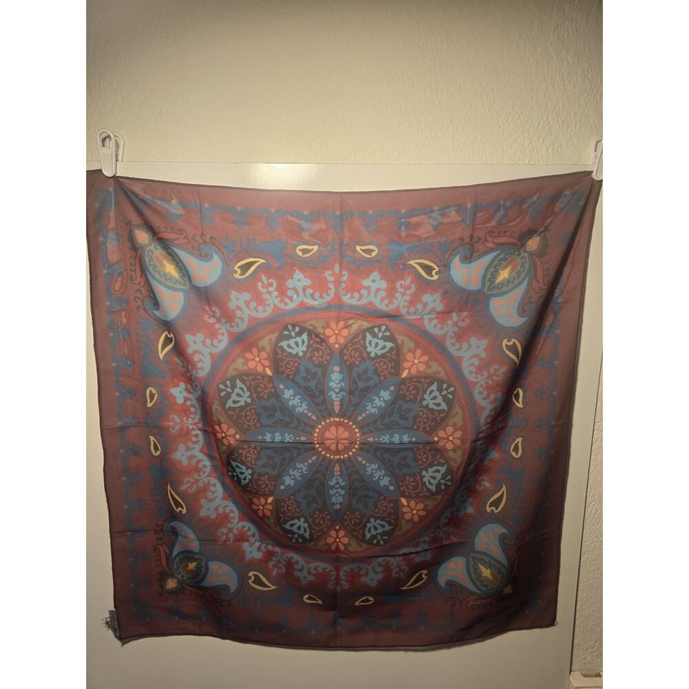 TASHA POLIZZI Scarf Wrap Equestrian Print Square Viscose maroon Print Boho lux